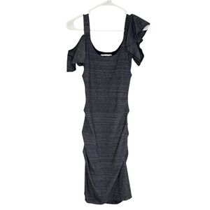 Artelier Nicole Miller Blue Off Shoulder Mini Ruched Bodycon Dress Size Small